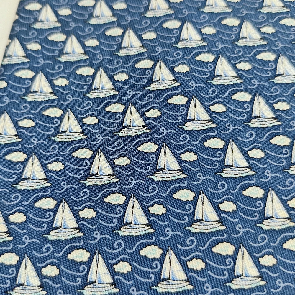 Vineyard Vines Set Of 2 Silk Men's Ties Pink Seashells And Blue Boats